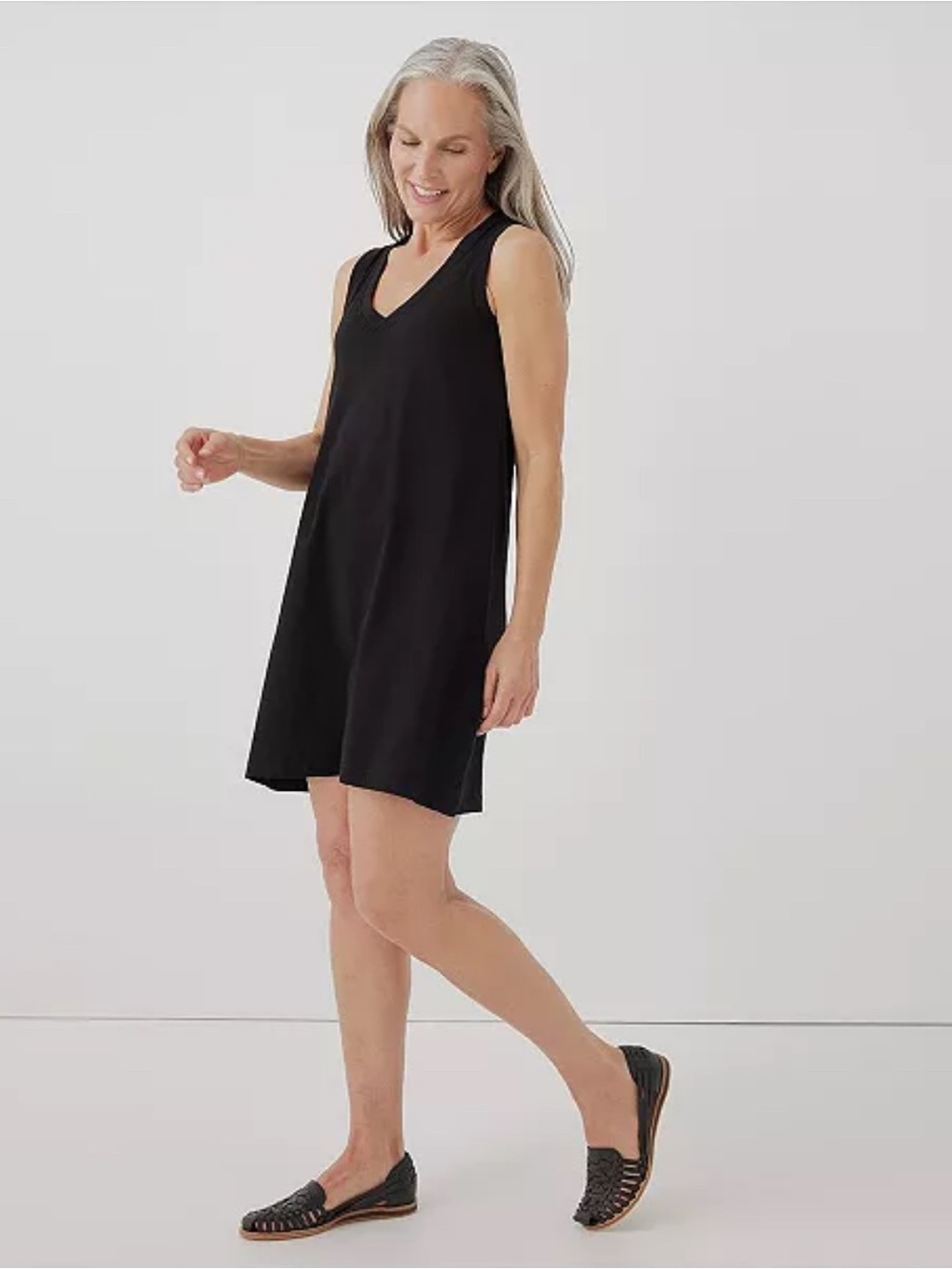 Pact Softspun Women’s Organic Cotton A-Line Tank Dress Black Sleeveless Large